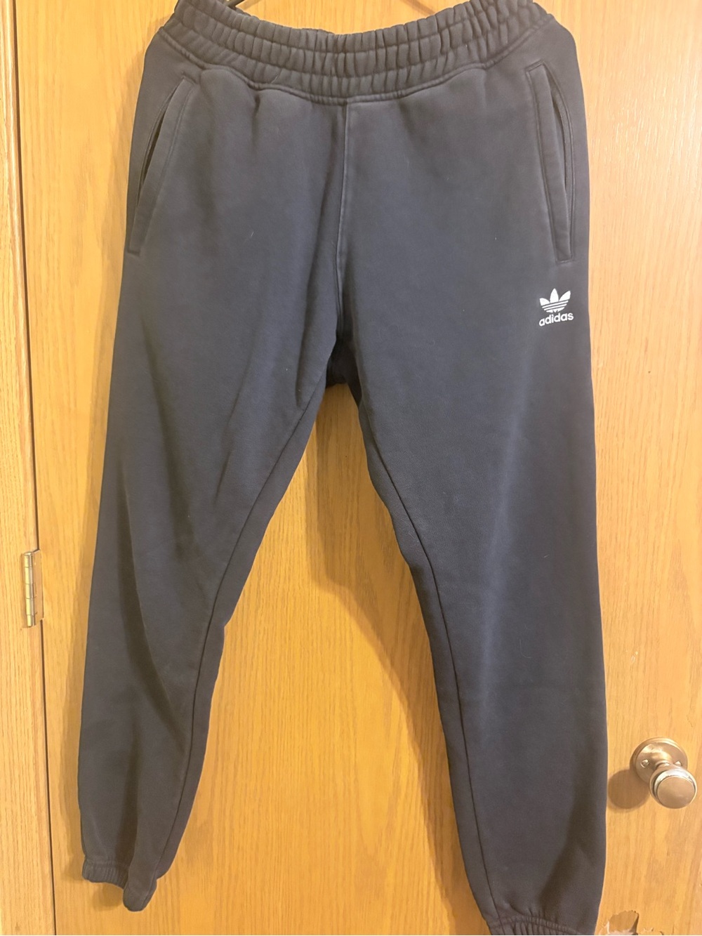 Adidas Mens Black Trefoil Fleece Joggers